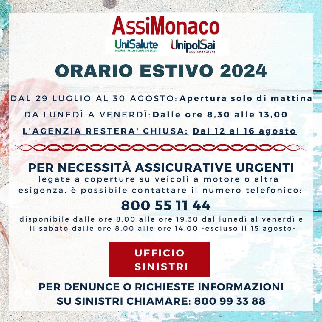 ORARIO ESTIVO 2024